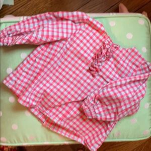 Jacadi baby girl gingham pink and grey blouse